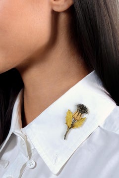 Buccellati 1960's 18 Karat Two-Tone Gold Silver Vintage Scottish Thistle Brooch