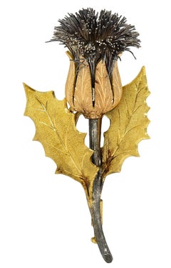 Buccellati 1960's 18 Karat Two-Tone Gold Silver Vintage Scottish Thistle Brooch