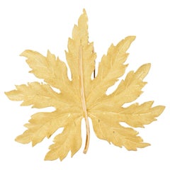 Buccellati 1960
s 18K Two-Tone Yellow White Gold Vintage Segrinato Leaf Brooch