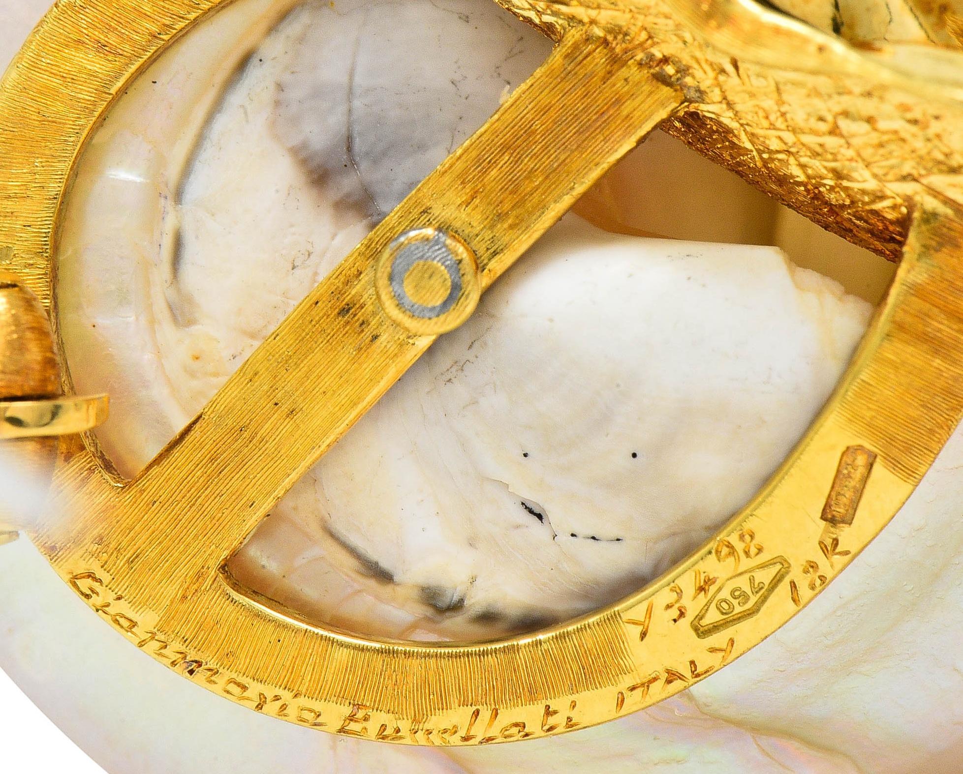 Buccellati 1960s Mother-Of-Pearl 18 Karat Gold Vintage Snail Brooch 5