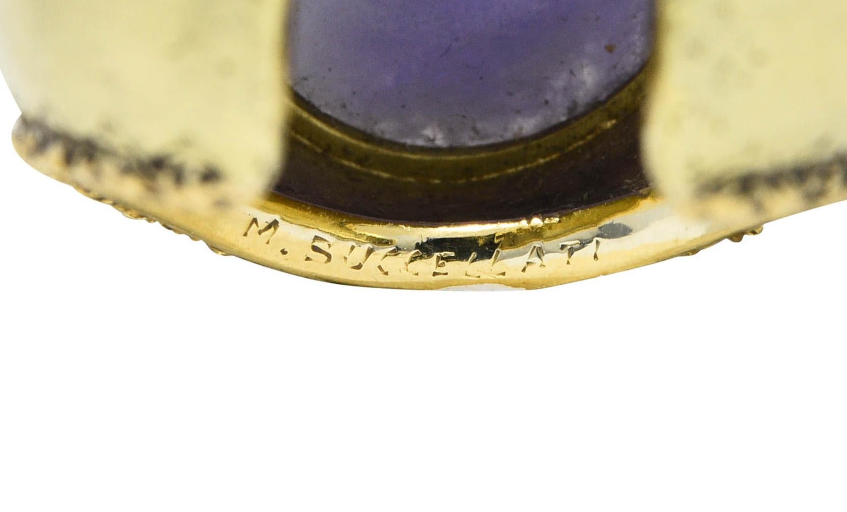 Buccellati 1960's Vintage Lavender Jade 18 Karat Gold Serpent Dragon Cameo Ring 3
