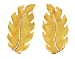 Buccellati 1970's 18 Karat Two-Tone Gold Vintage Leaf Earrings
