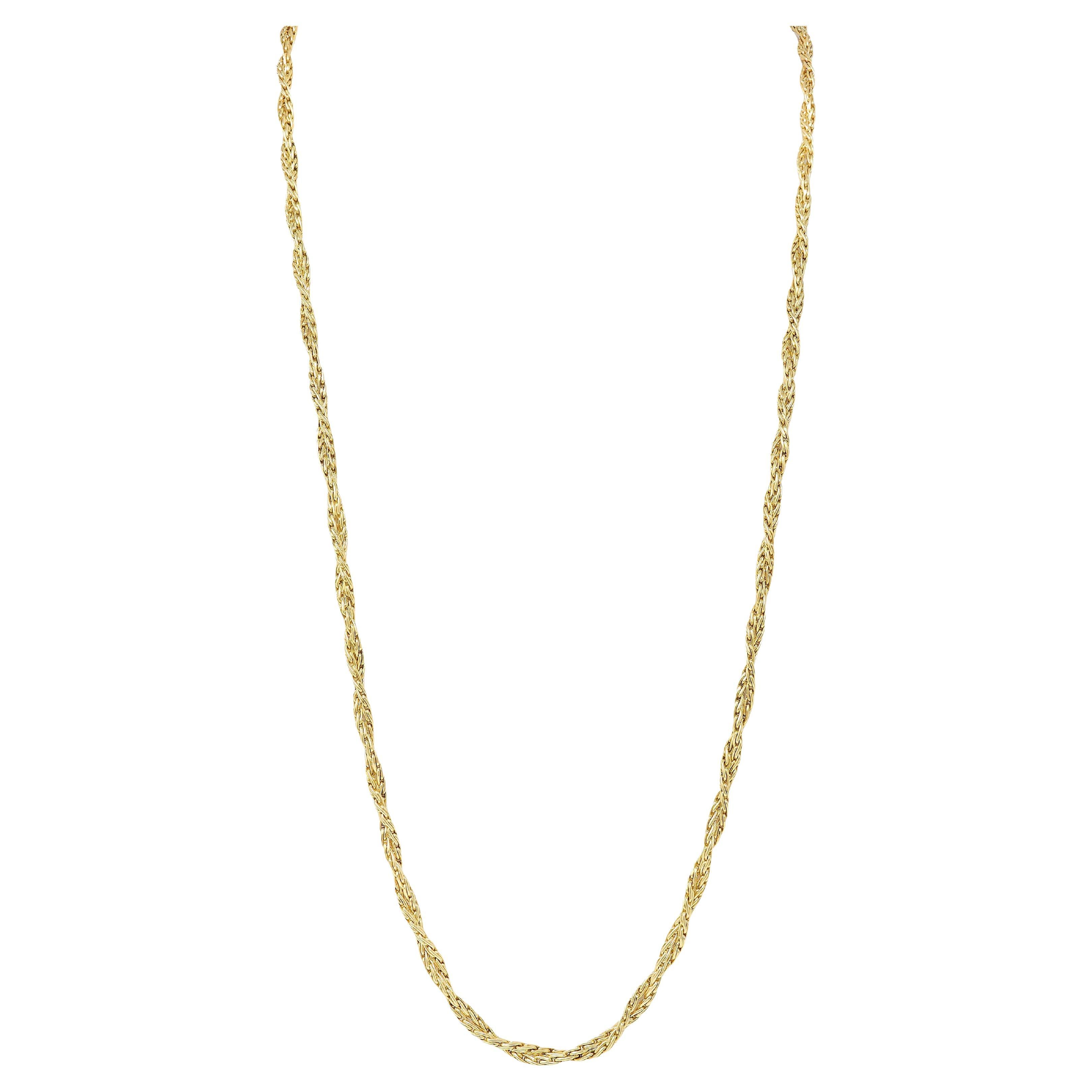 Buccellati 1970
s 18 Karat Yellow Gold Vintage Twisted Rope Chain Necklace For Sale