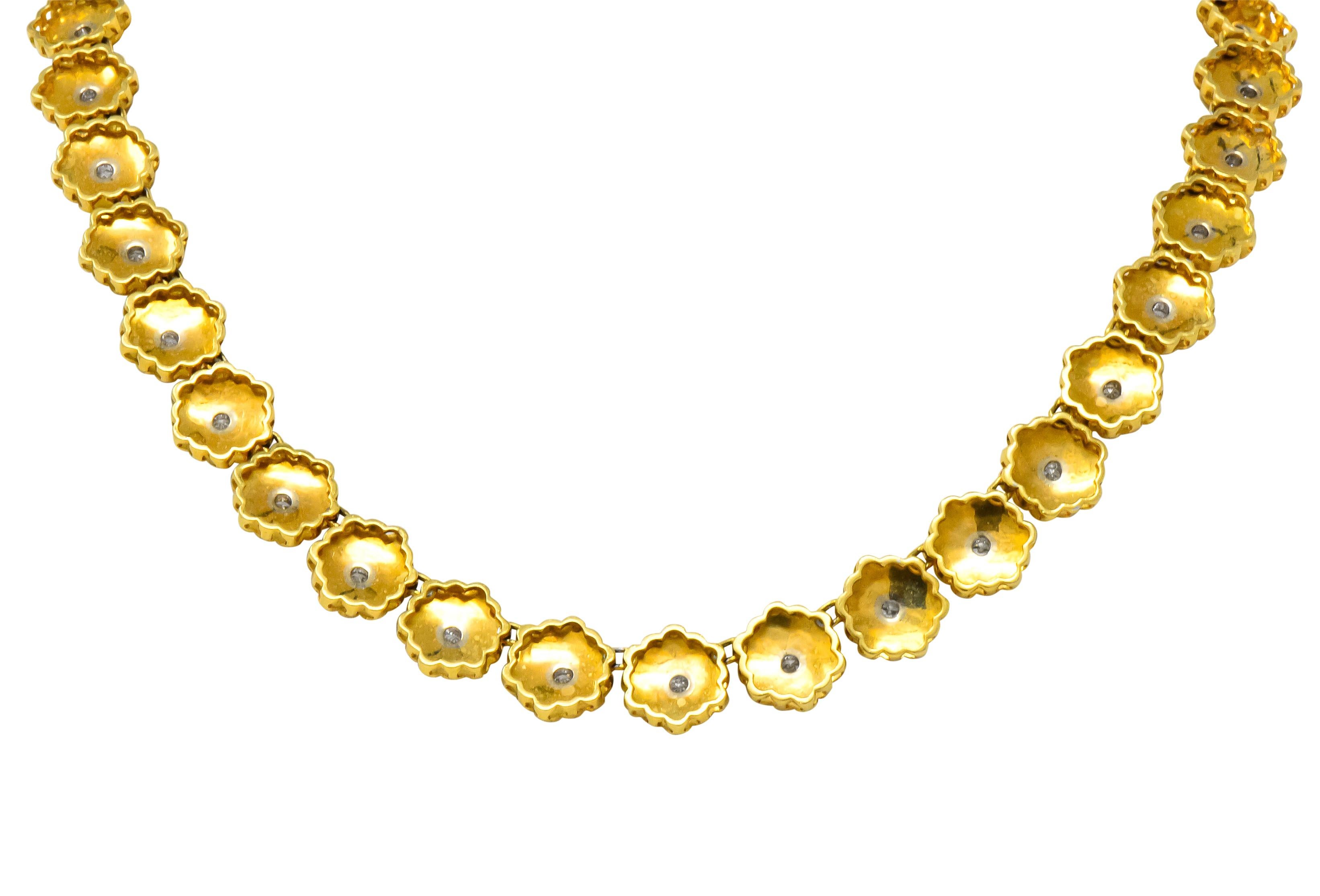 Buccellati 1970s Diamond 18 Karat Gold Flower Necklace 1