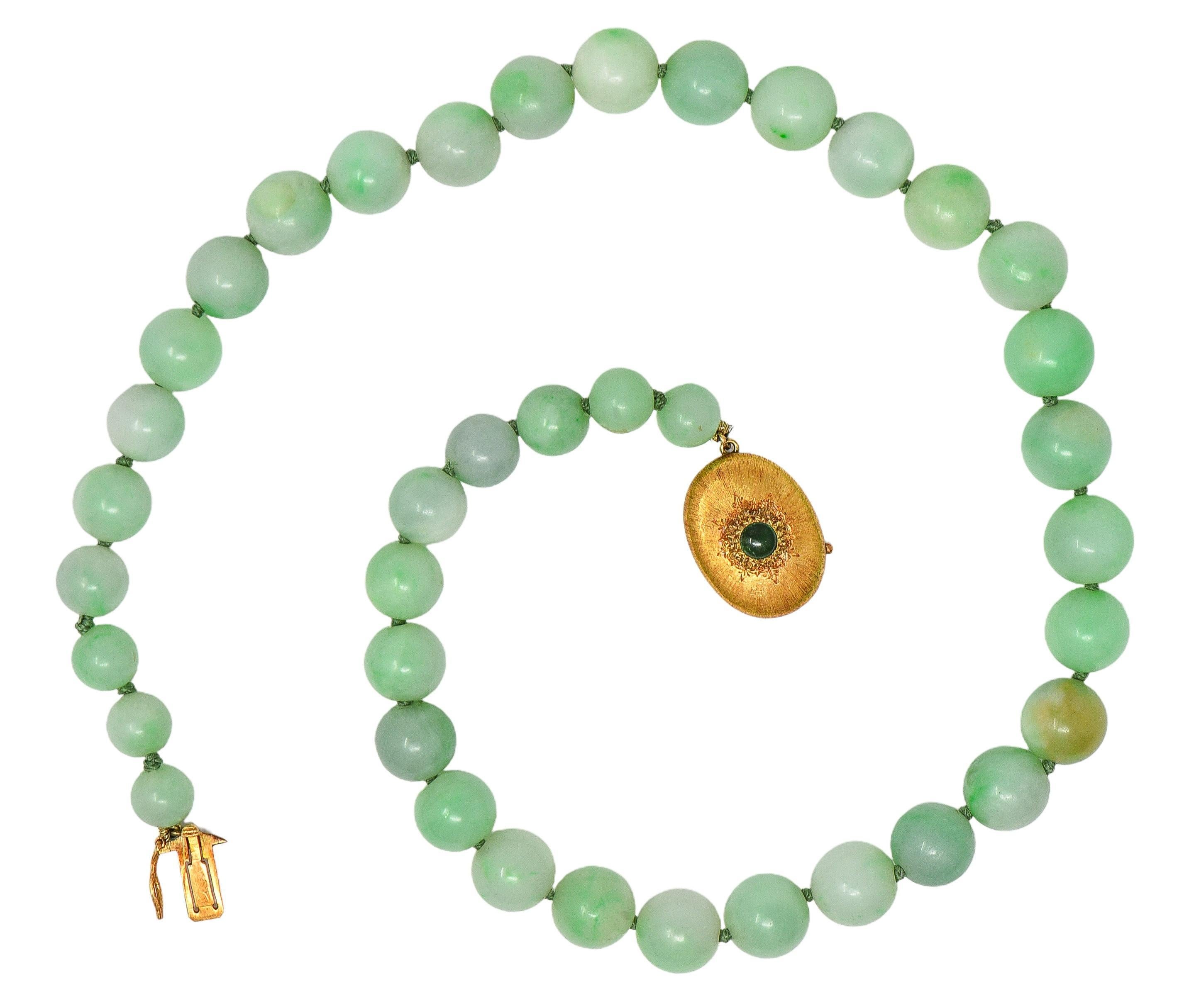 Buccellati 1976 Jade Smaragd 18 Karat Gelbgold Vintage Perlenkette (Moderne) im Angebot