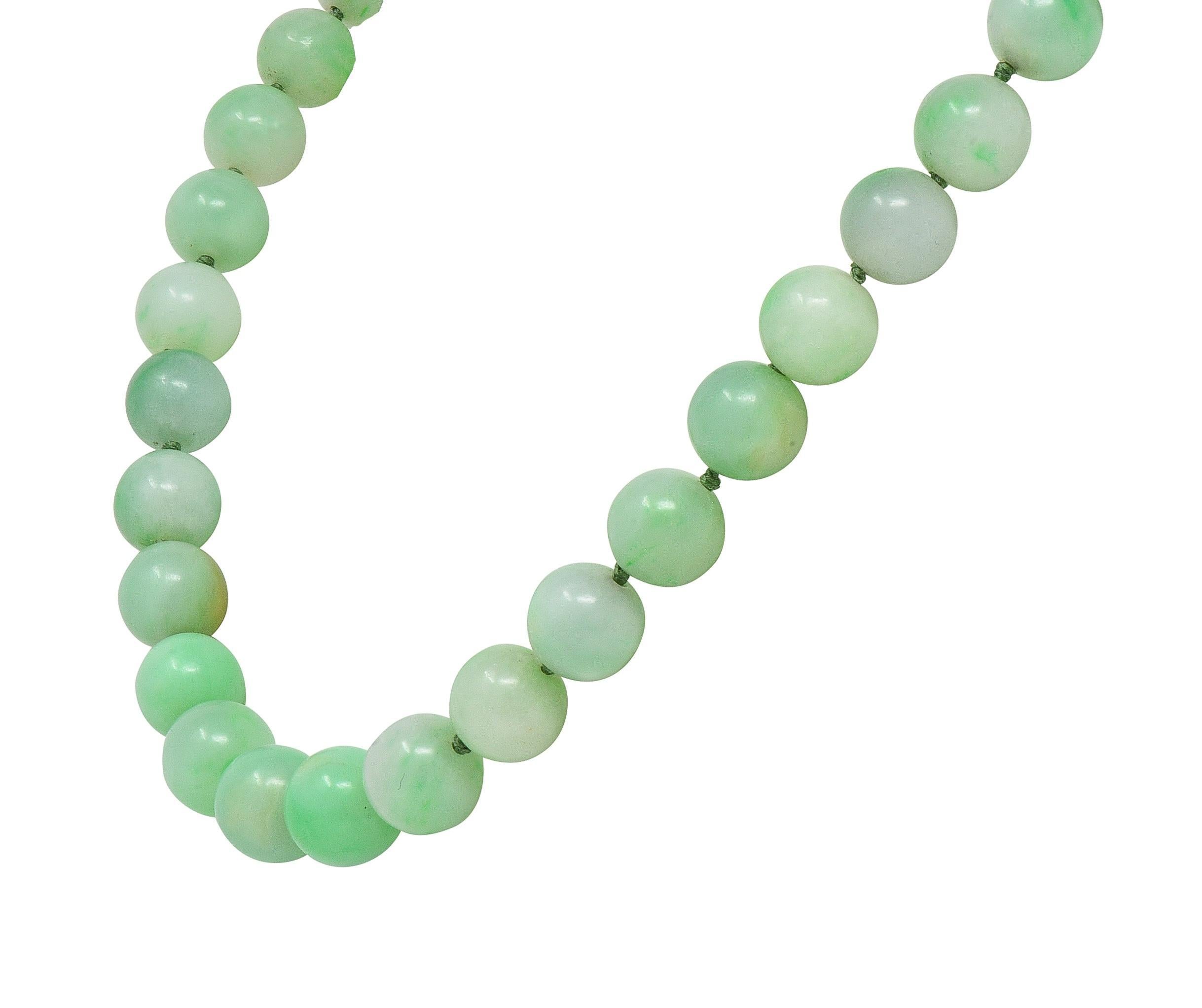 Buccellati 1976 Jade Smaragd 18 Karat Gelbgold Vintage Perlenkette (Rundschliff) im Angebot