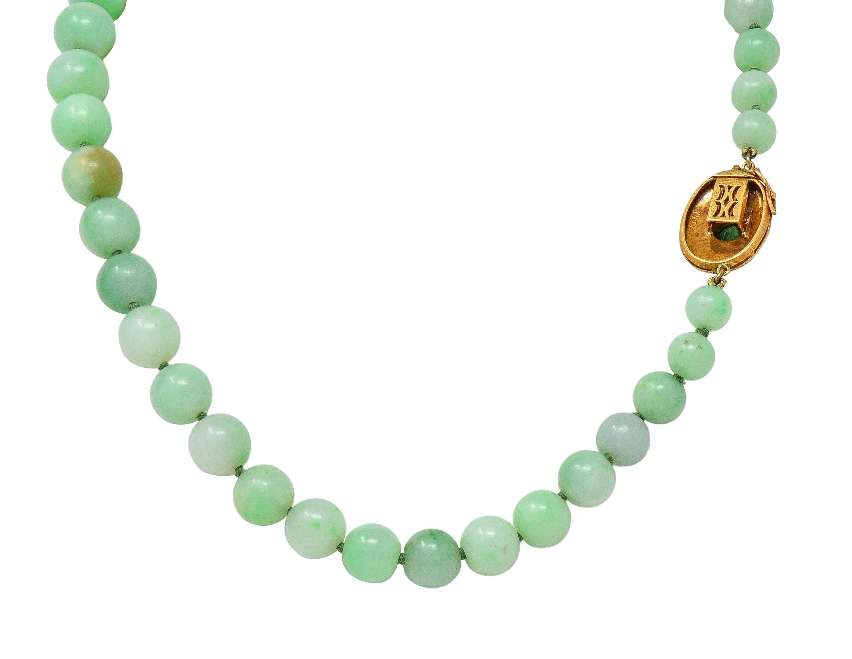 Buccellati 1976 Jade Smaragd 18 Karat Gelbgold Vintage Perlenkette im Zustand „Hervorragend“ im Angebot in Philadelphia, PA