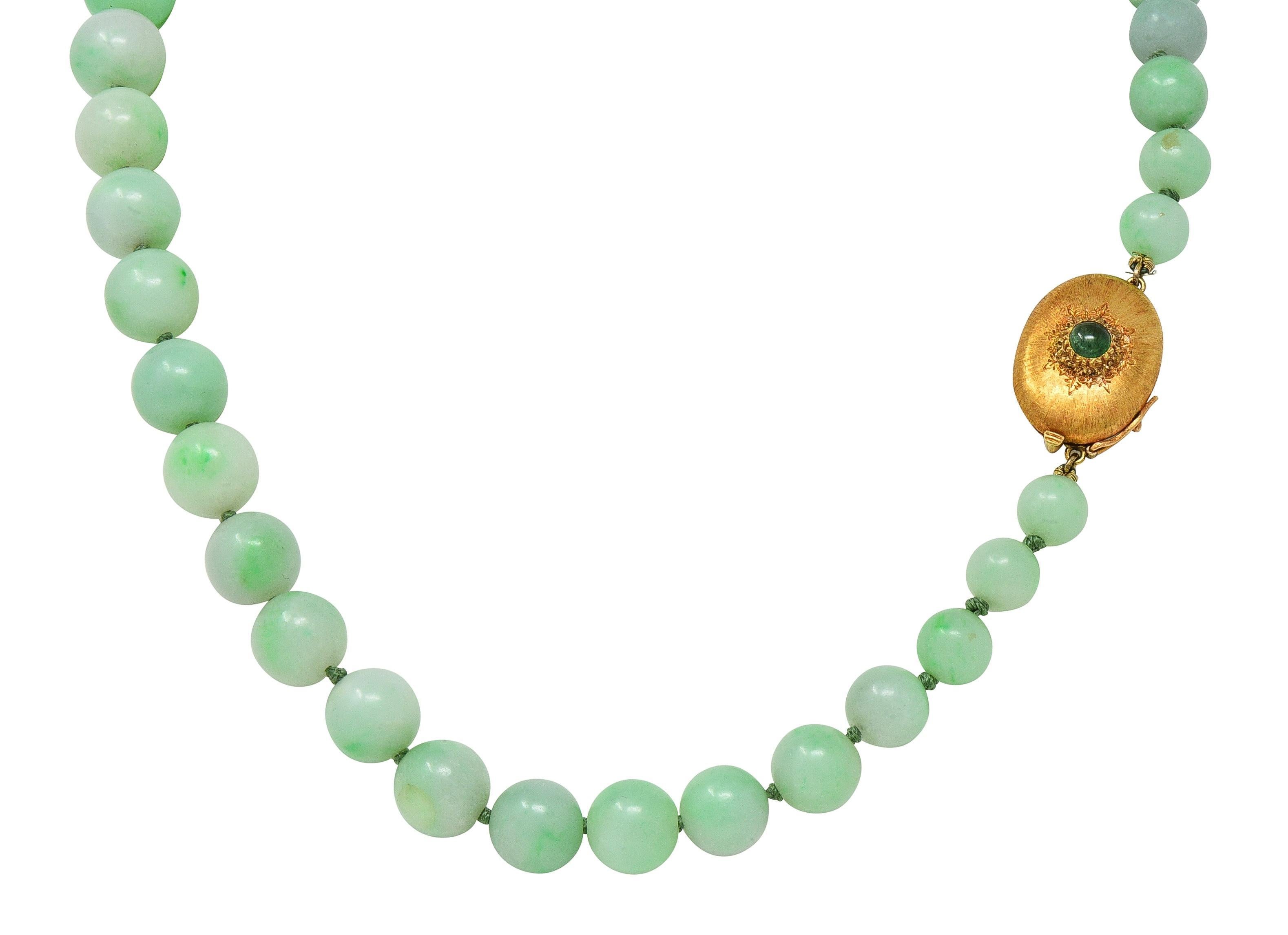 Buccellati 1976 Jade Smaragd 18 Karat Gelbgold Vintage Perlenkette im Angebot 2