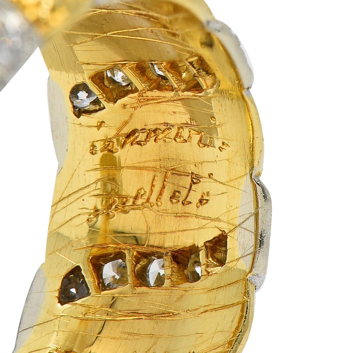 Women's Buccellati 1980's 1.20 CTW Diamond 18K Gold Eternelle Textured Vintage Band Ring For Sale