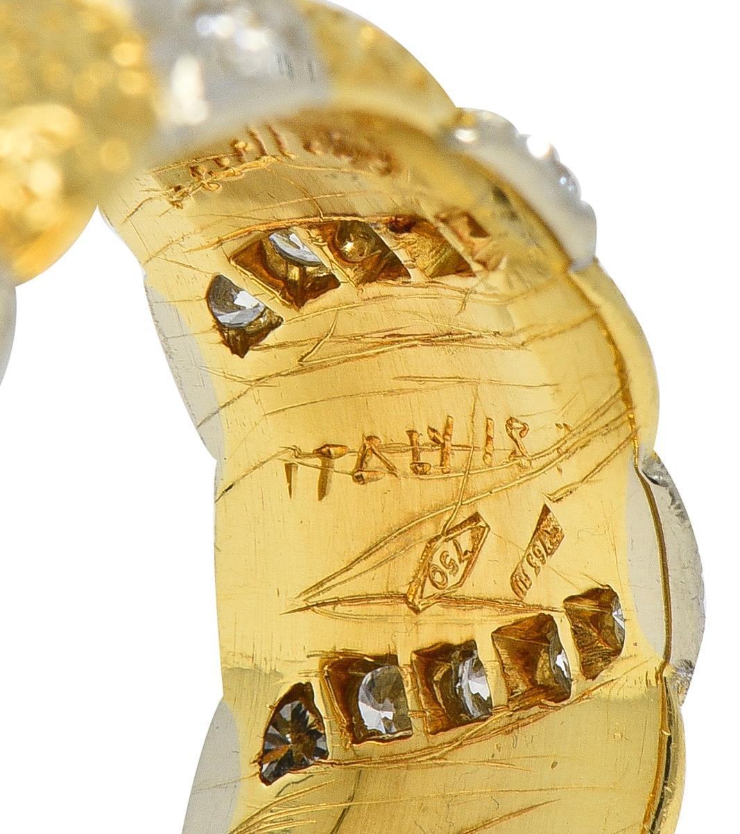 Buccellati 1980's 1.20 CTW Diamond 18K Gold Eternelle Textured Vintage Band Ring For Sale 1