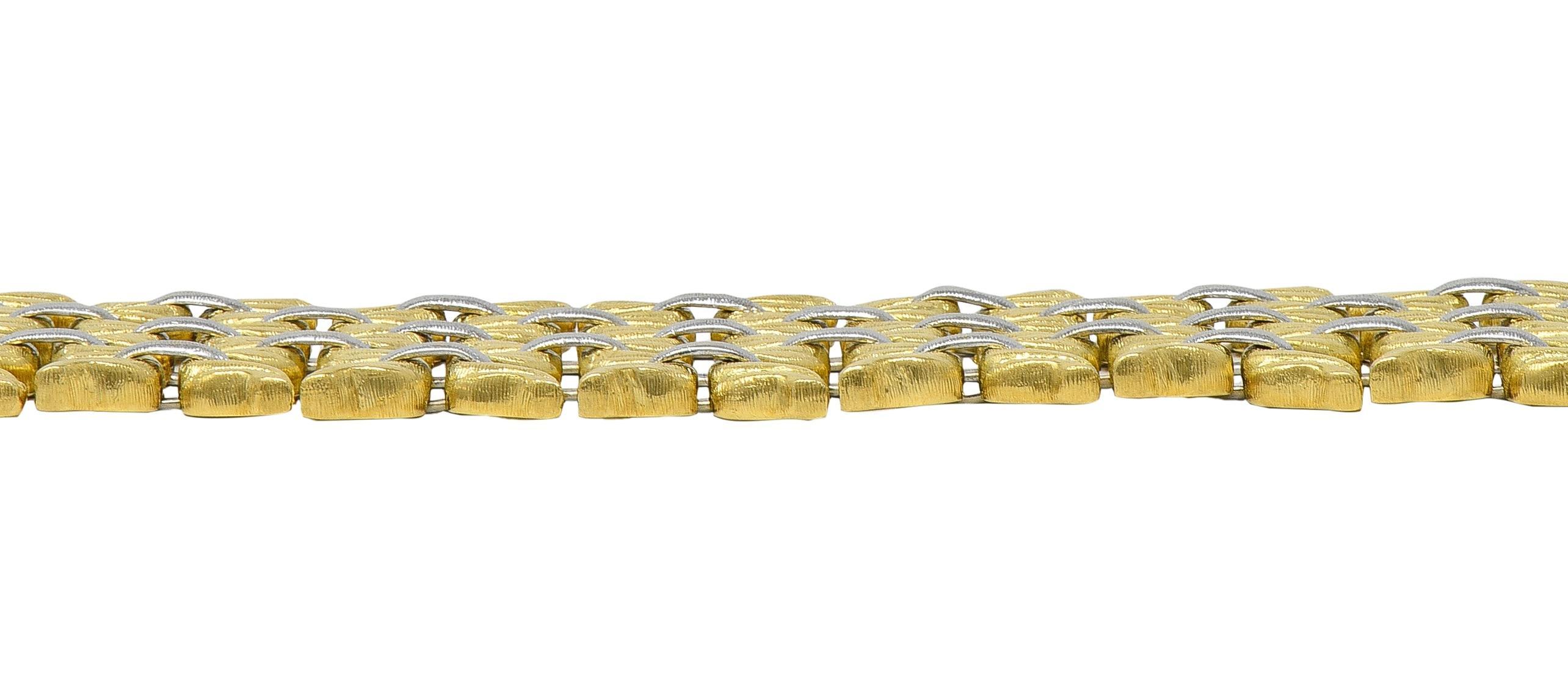Buccellati 1980's 18 Karat Two-Tone Gold Vintage Woven Link Bracelet For Sale 5