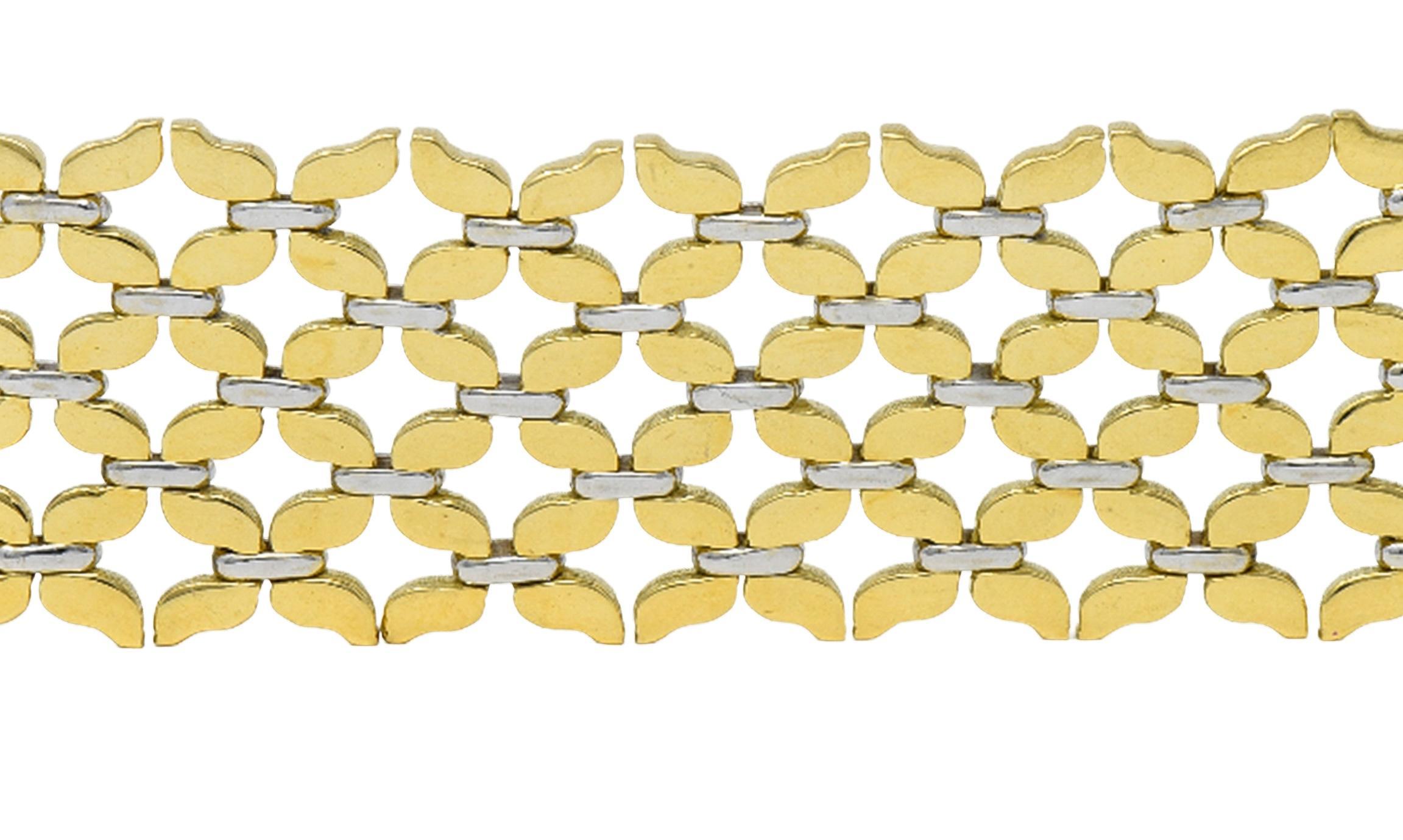Buccellati 1980's 18 Karat Two-Tone Gold Vintage Woven Link Bracelet For Sale 6