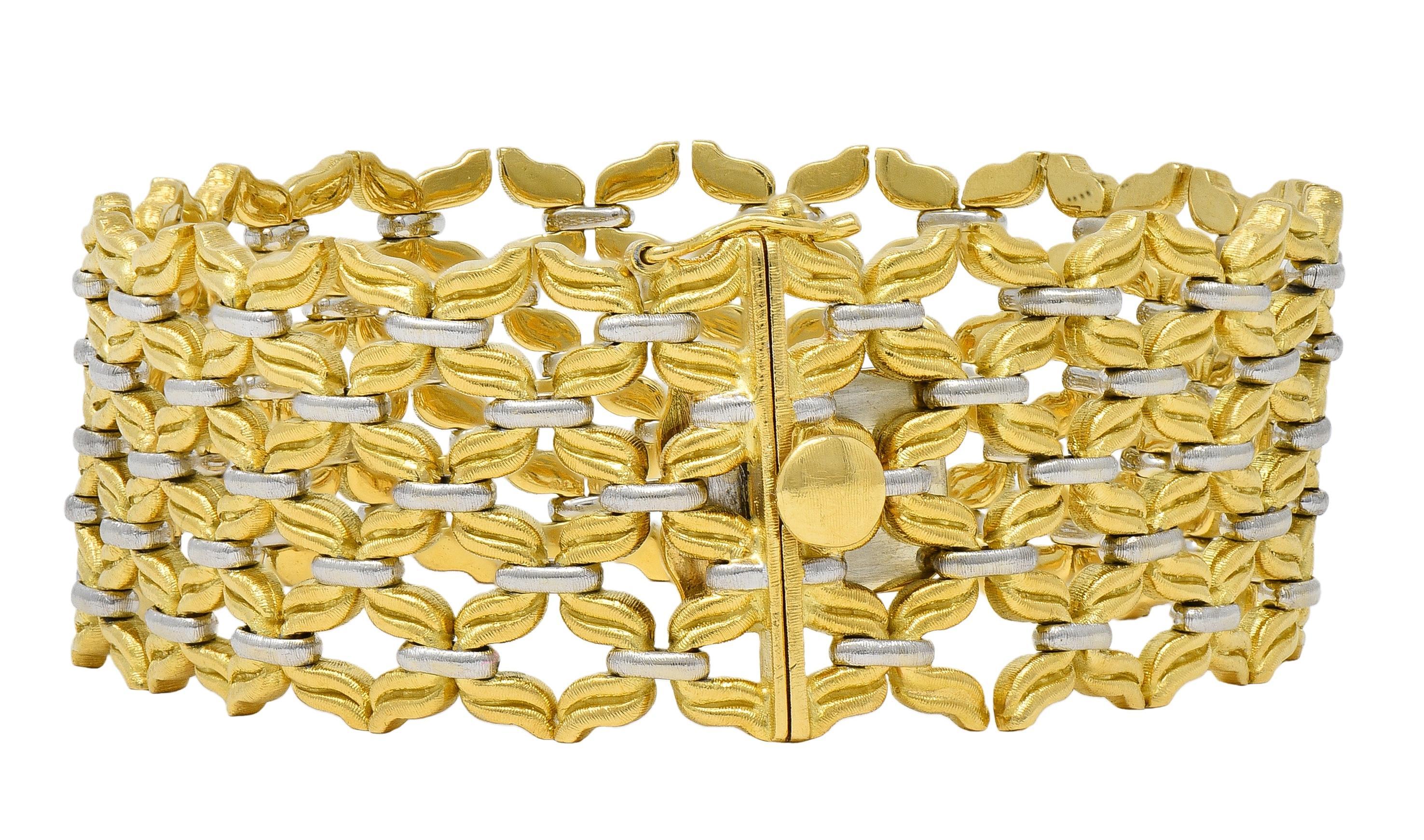 Buccellati 1980's 18 Karat Two-Tone Gold Vintage Woven Link Bracelet For Sale 7