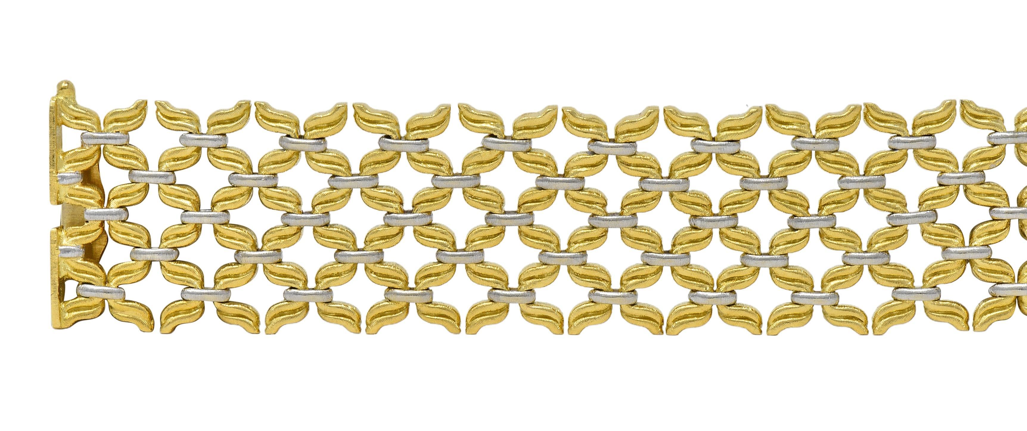 Women's Buccellati 1980's 18 Karat Two-Tone Gold Vintage Woven Link Bracelet For Sale