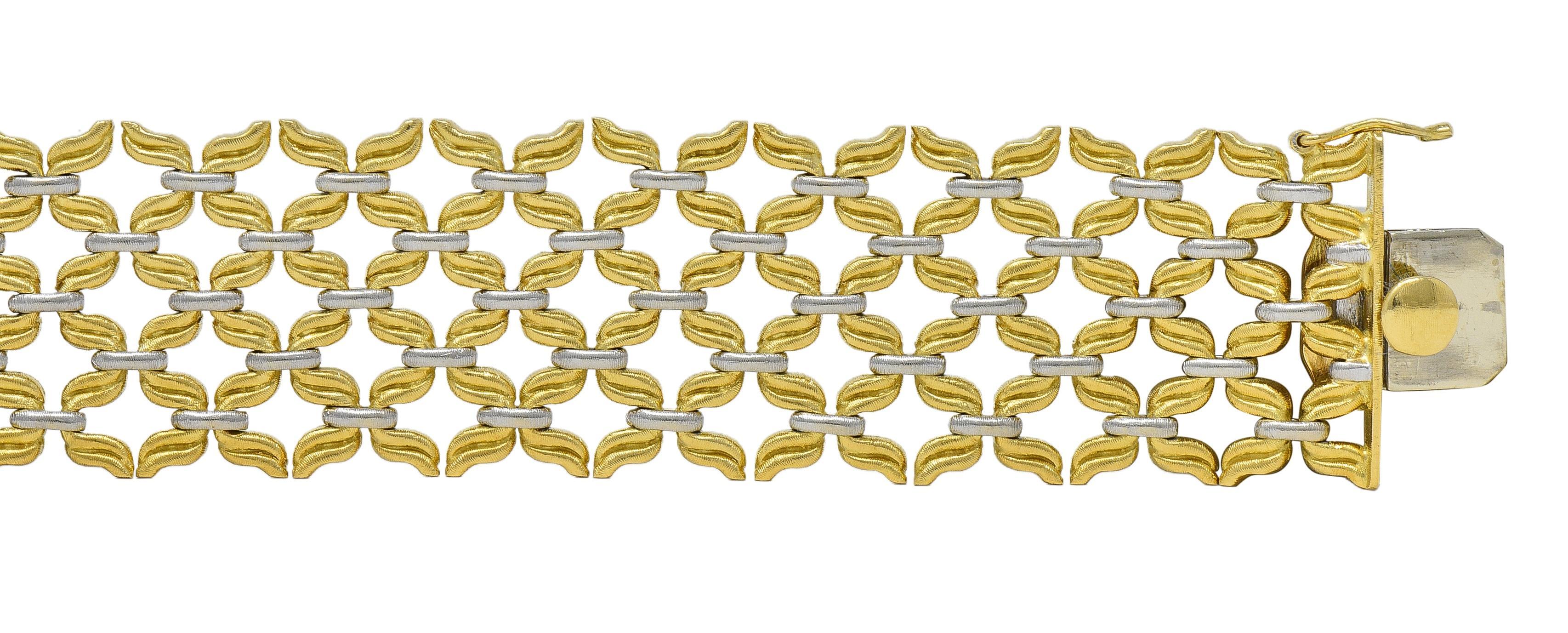 Buccellati 1980's 18 Karat Two-Tone Gold Vintage Woven Link Bracelet For Sale 1