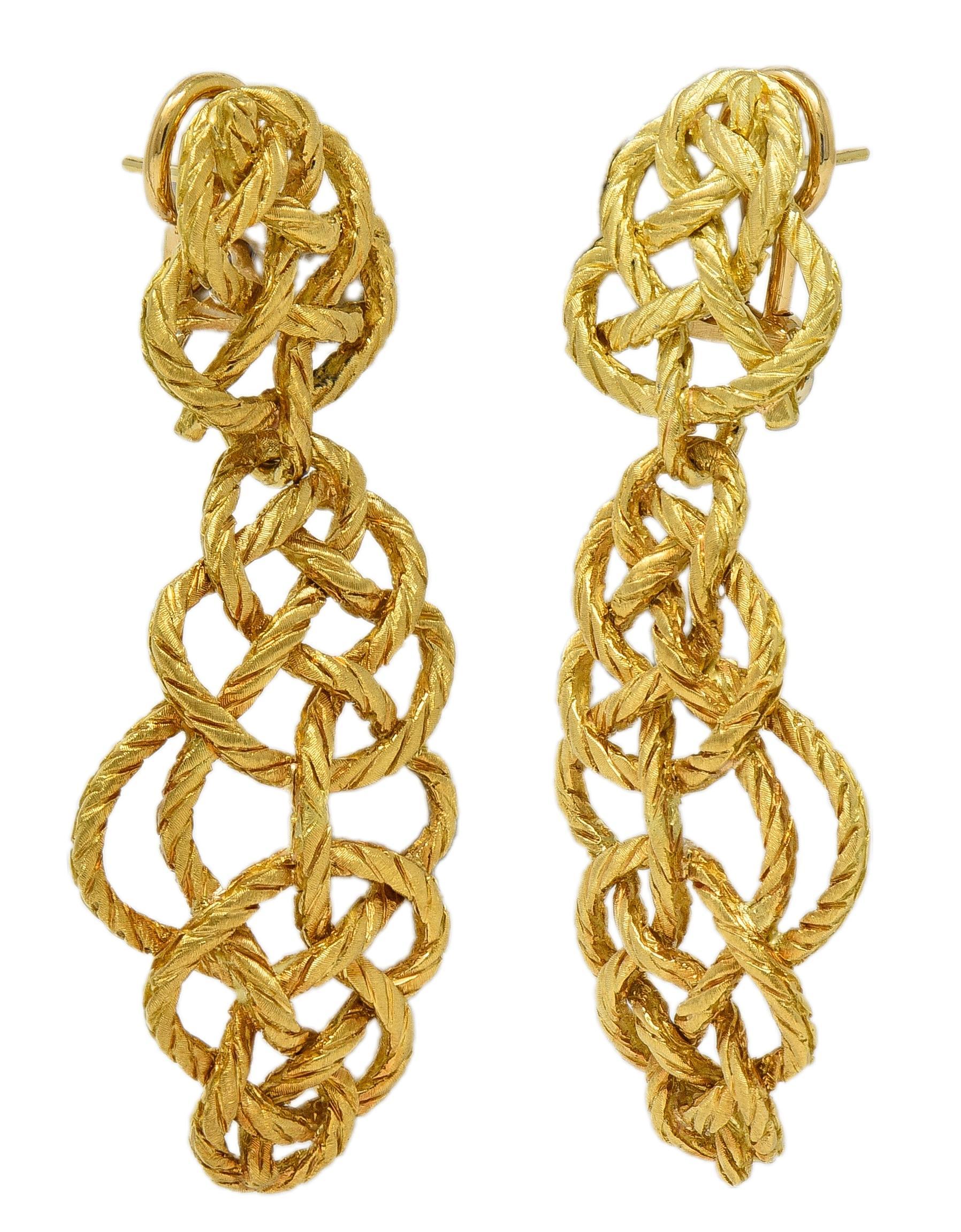Buccellati 1990's 18K Gold Vintage Woven Knotted Day-To-Night Earrings For Sale 7