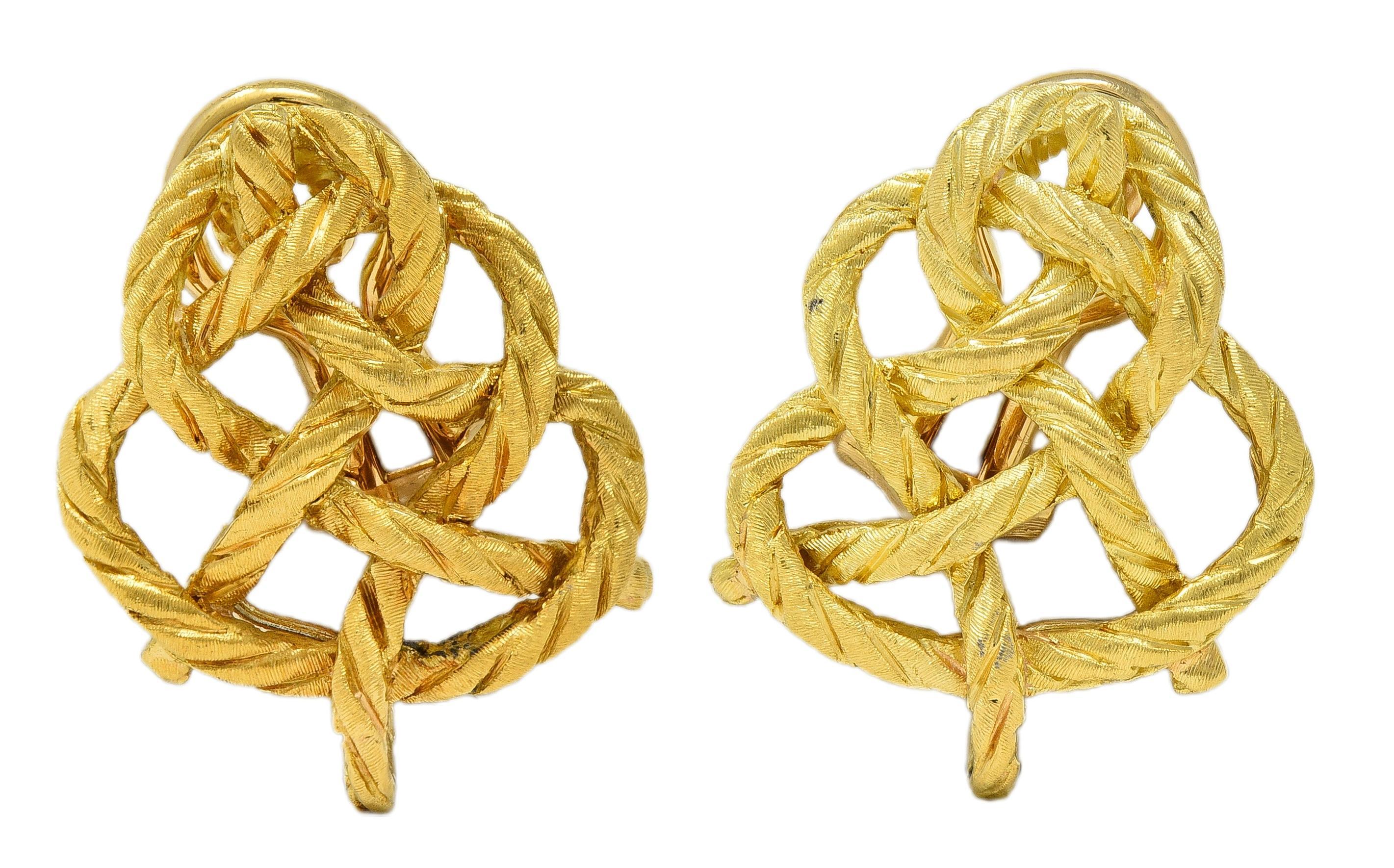 Women's Buccellati 1990's 18K Gold Vintage Woven Knotted Day-To-Night Earrings For Sale