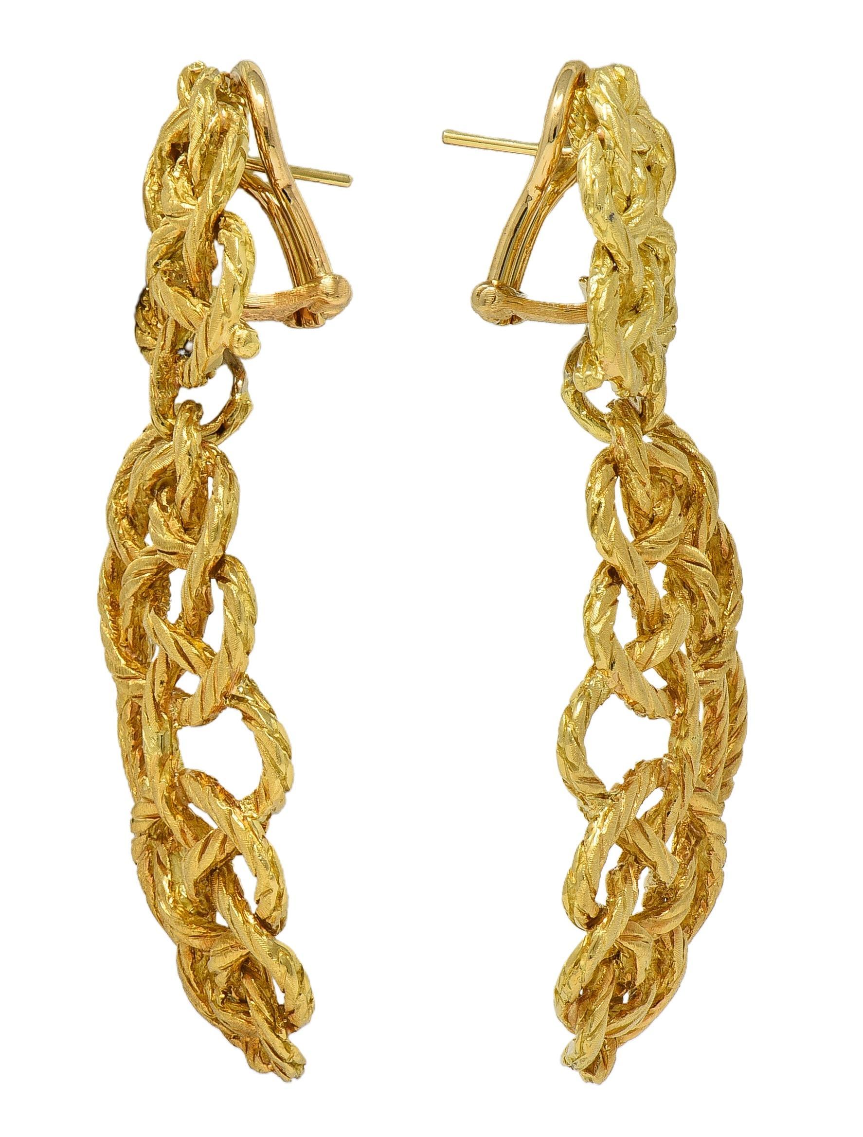 Buccellati 1990's 18K Gold Vintage Woven Knotted Day-To-Night Earrings For Sale 1