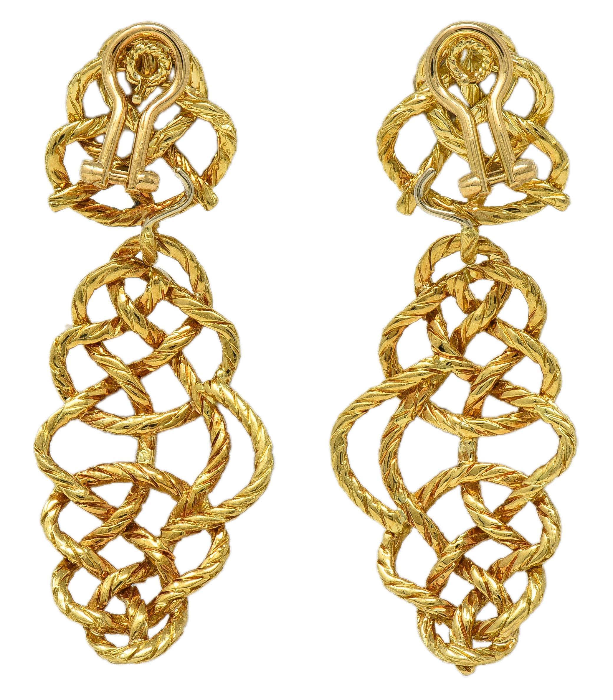 Buccellati 1990's 18K Gold Vintage Woven Knotted Day-To-Night Earrings For Sale 2