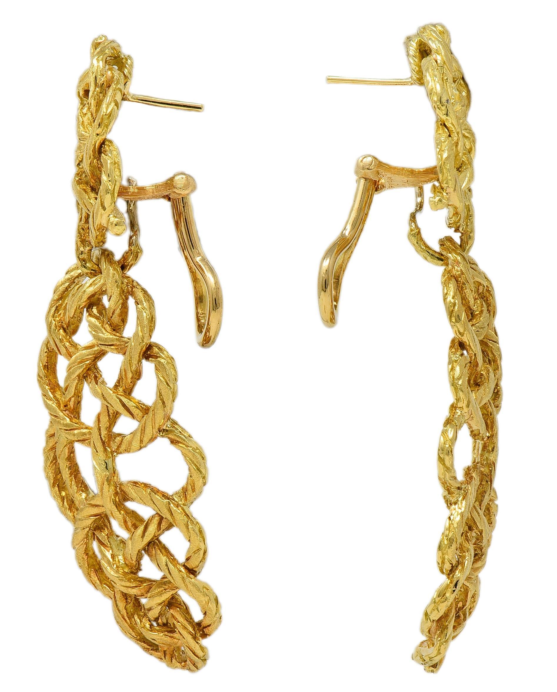Buccellati 1990's 18K Gold Vintage Woven Knotted Day-To-Night Earrings For Sale 3