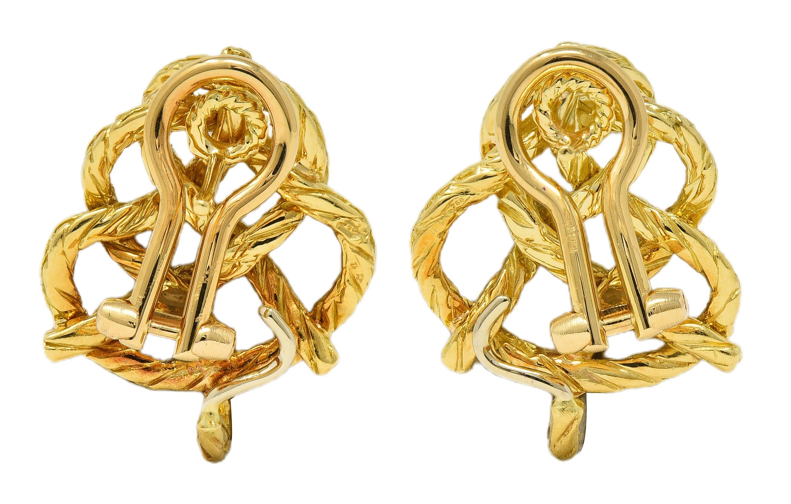 Buccellati 1990's 18K Gold Vintage Woven Knotted Day-To-Night Earrings For Sale 4