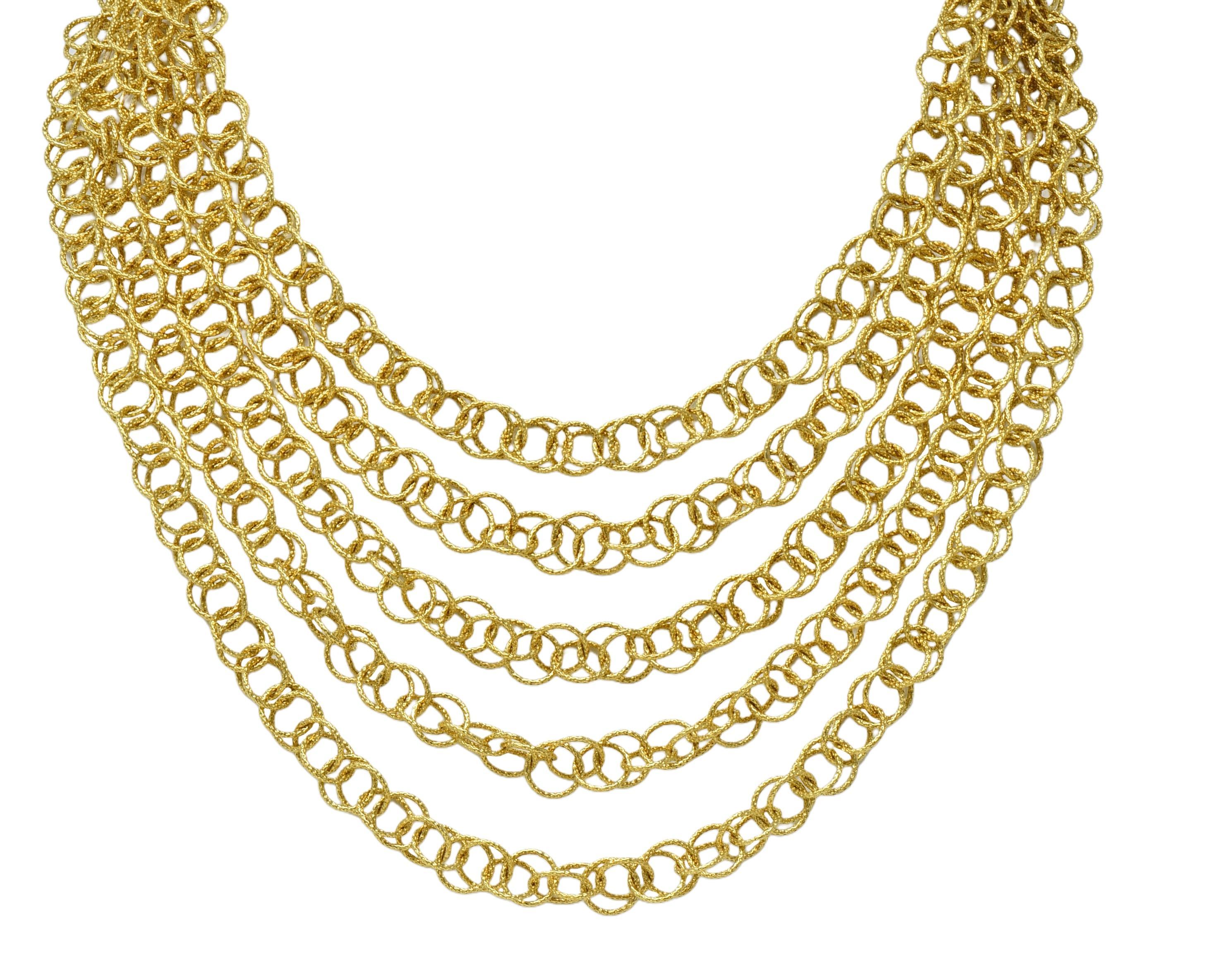 Contemporain Buccellati 2000 - Collier Hawaii en or 18 carats à brins multiples et martelés en vente