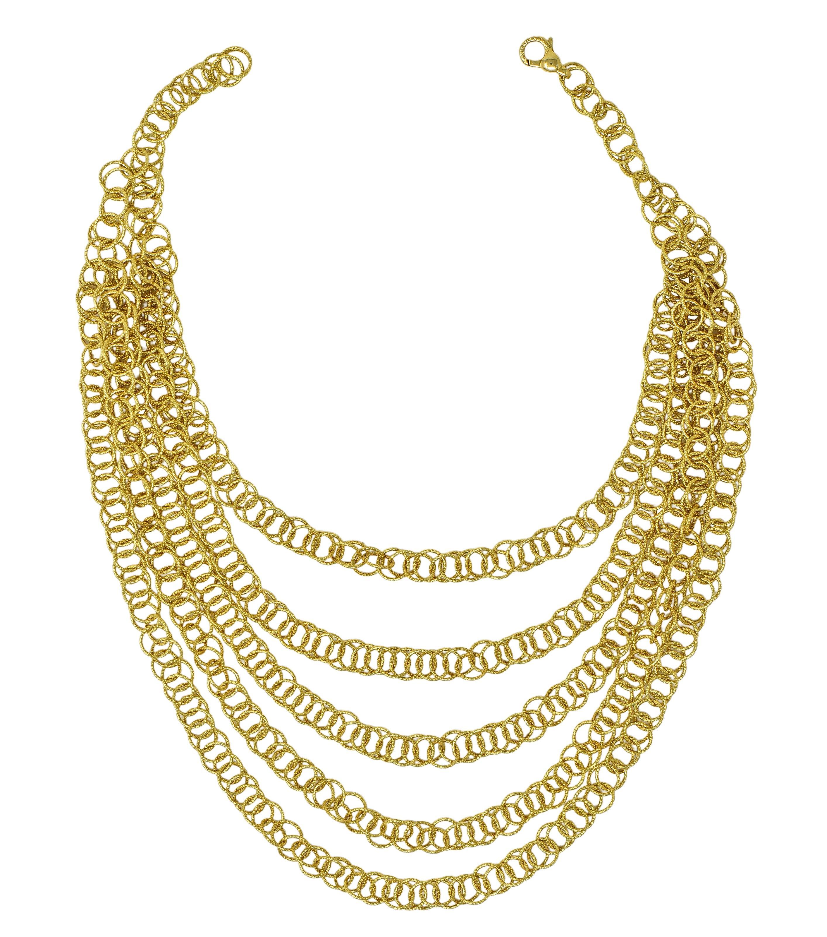 Buccellati 2000 - Collier Hawaii en or 18 carats à brins multiples et martelés Excellent état - En vente à Philadelphia, PA