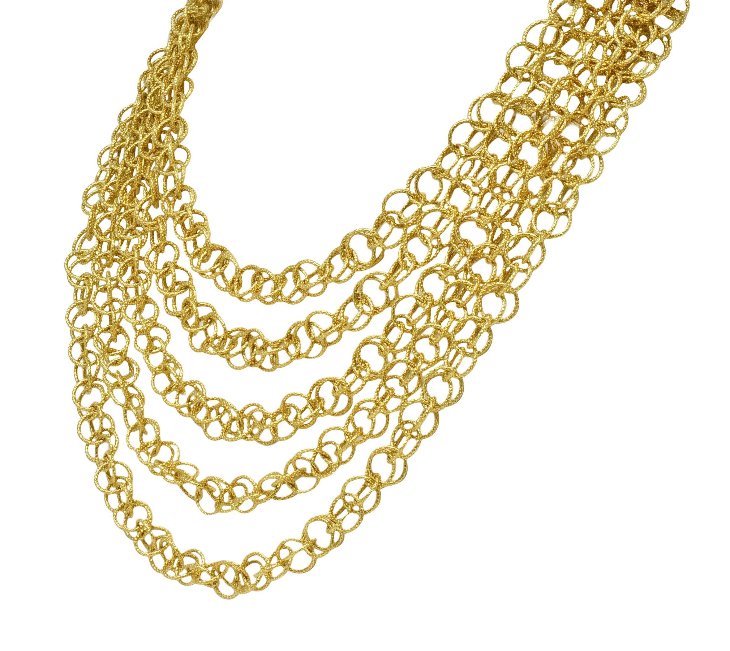 Buccellati 2000 - Collier Hawaii en or 18 carats à brins multiples et martelés Pour femmes en vente