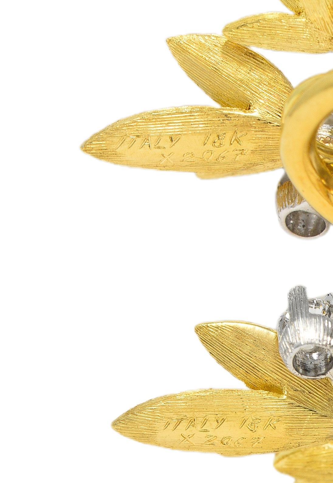 Buccellati 2000's Diamant 18 Karat zweifarbiges Gold Olive Branch Ohrringe im Angebot 2