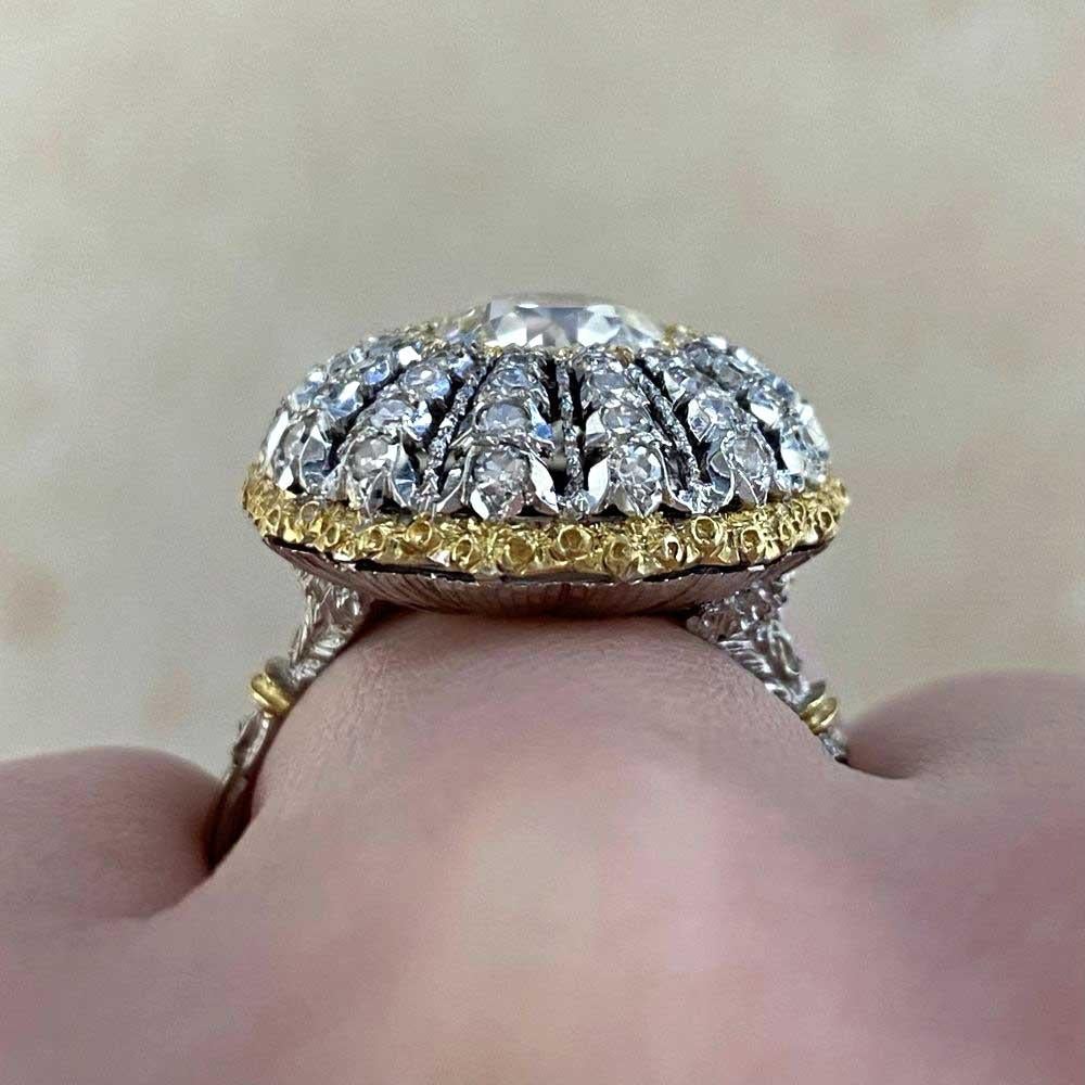 Buccellati, bague de fiançailles en or blanc et jaune 18 carats avec diamant taille européenne ancienne de 2,01 carats en vente 1