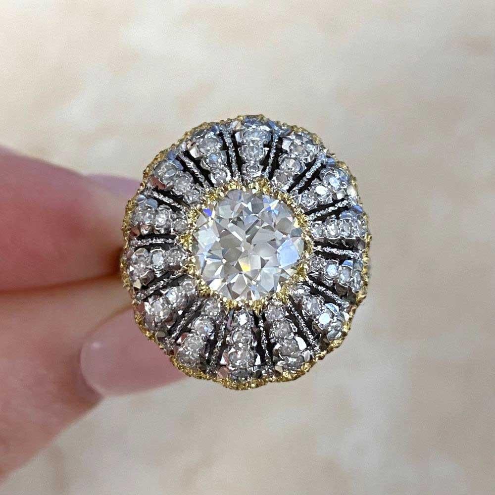 Buccellati, bague de fiançailles en or blanc et jaune 18 carats avec diamant taille européenne ancienne de 2,01 carats en vente 3