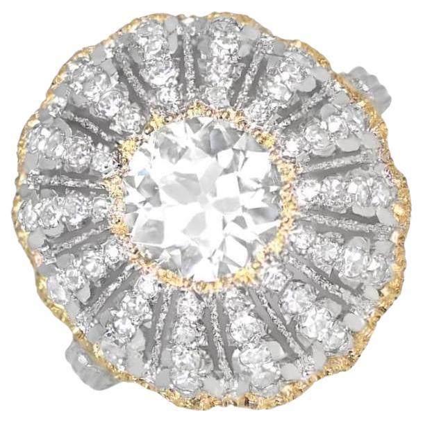 Buccellati, bague de fiançailles en or blanc et jaune 18 carats avec diamant taille européenne ancienne de 2,01 carats en vente