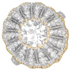 Buccellati, bague de fiançailles en or blanc et jaune 18 carats avec diamant taille européenne ancienne de 2,01 carats