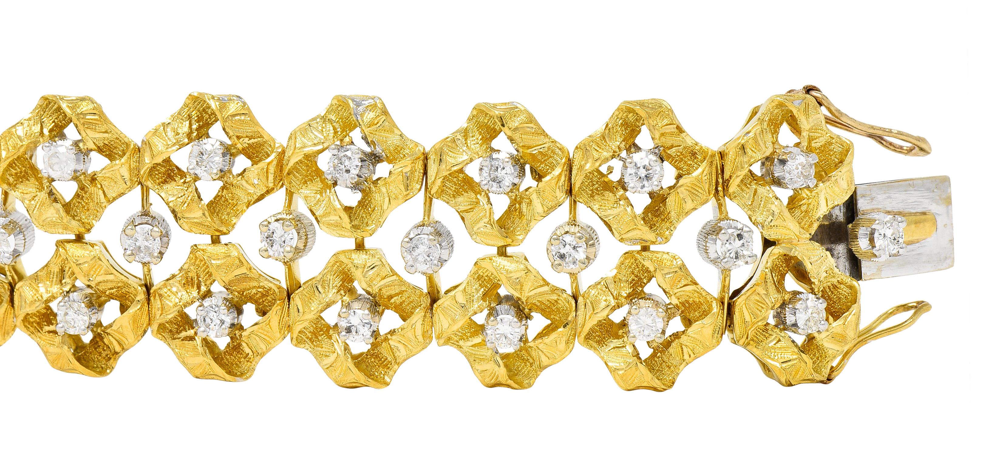 Buccellati 2,88 Karat Diamant-Armband aus 18 Karat zweifarbigem Gold mit breitem Band im Angebot 2