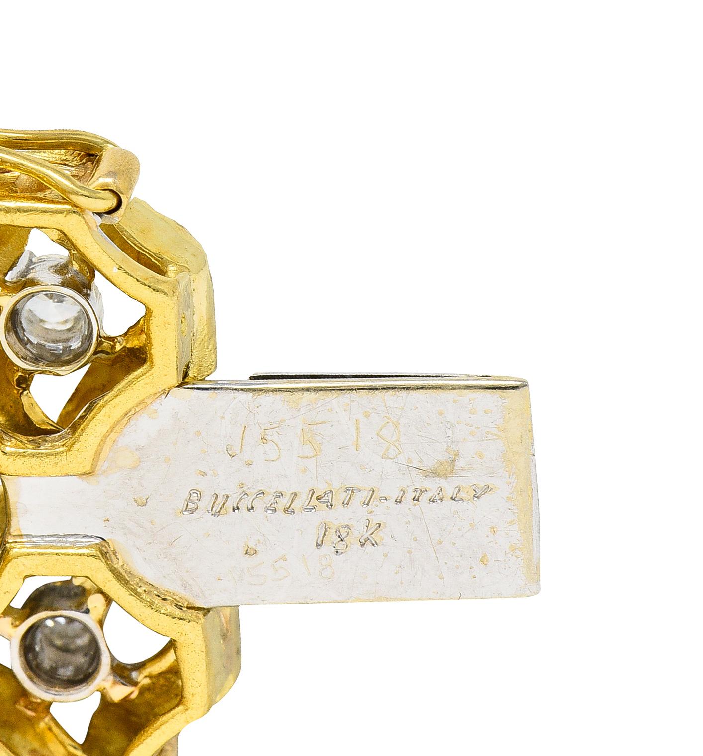Buccellati 2.88 CTW Diamond 18 Karat Two-Tone Gold Vintage Wide Ribbon Bracelet For Sale 3