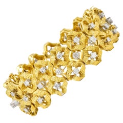 Buccellati 2.88 CTW Diamond 18 Karat Two-Tone Gold Vintage Wide Ribbon Bracelet