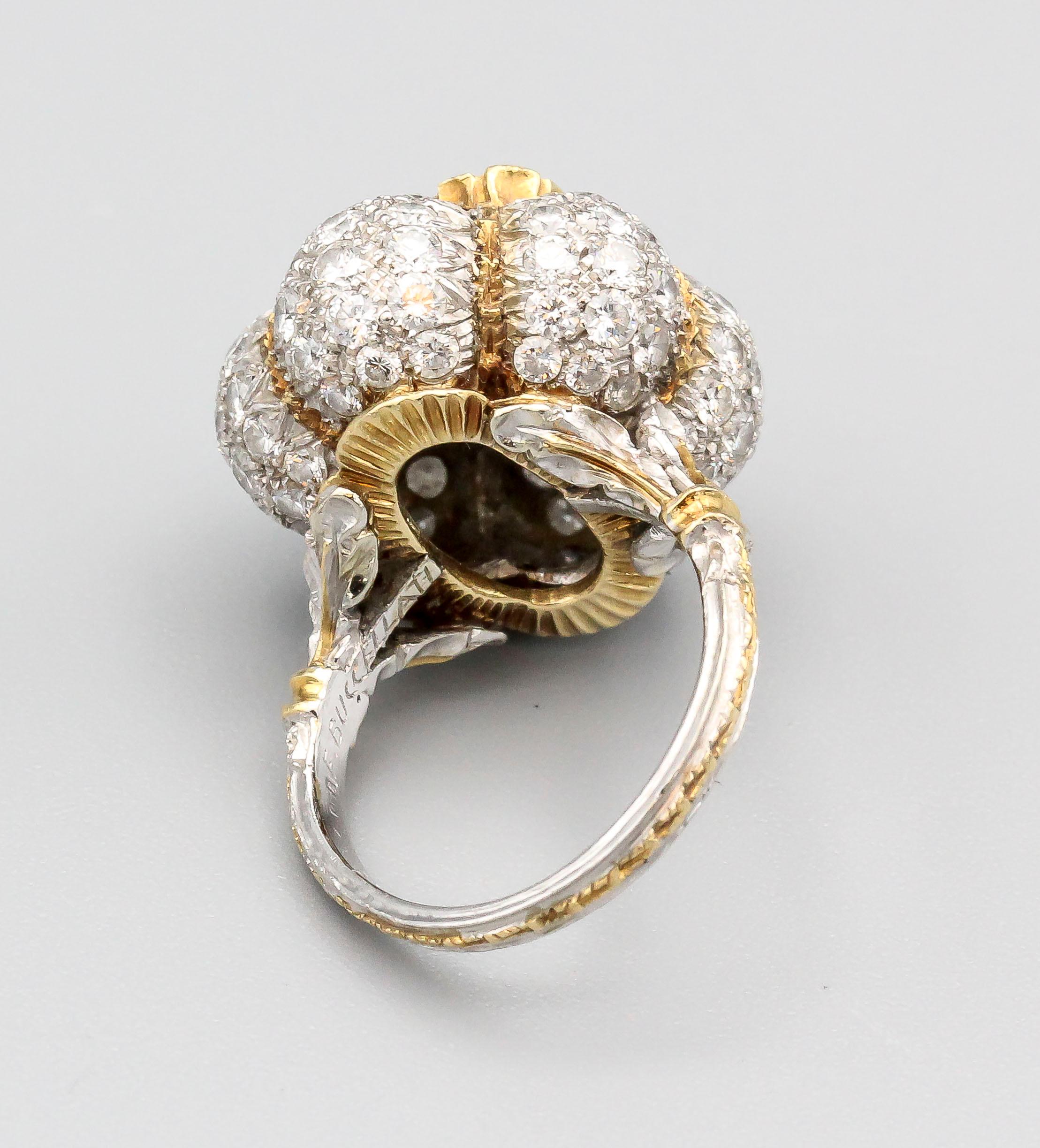 Buccellati 3 Carat Emerald Cut Diamond 18 Karat Gold Ring In Good Condition In New York, NY