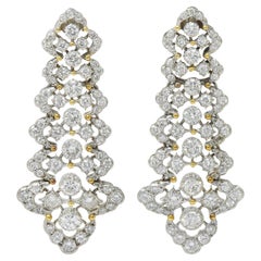 Buccellati - Pendants d'oreilles chandelier en or bicolore 18 carats avec 4,50 diamants CTW