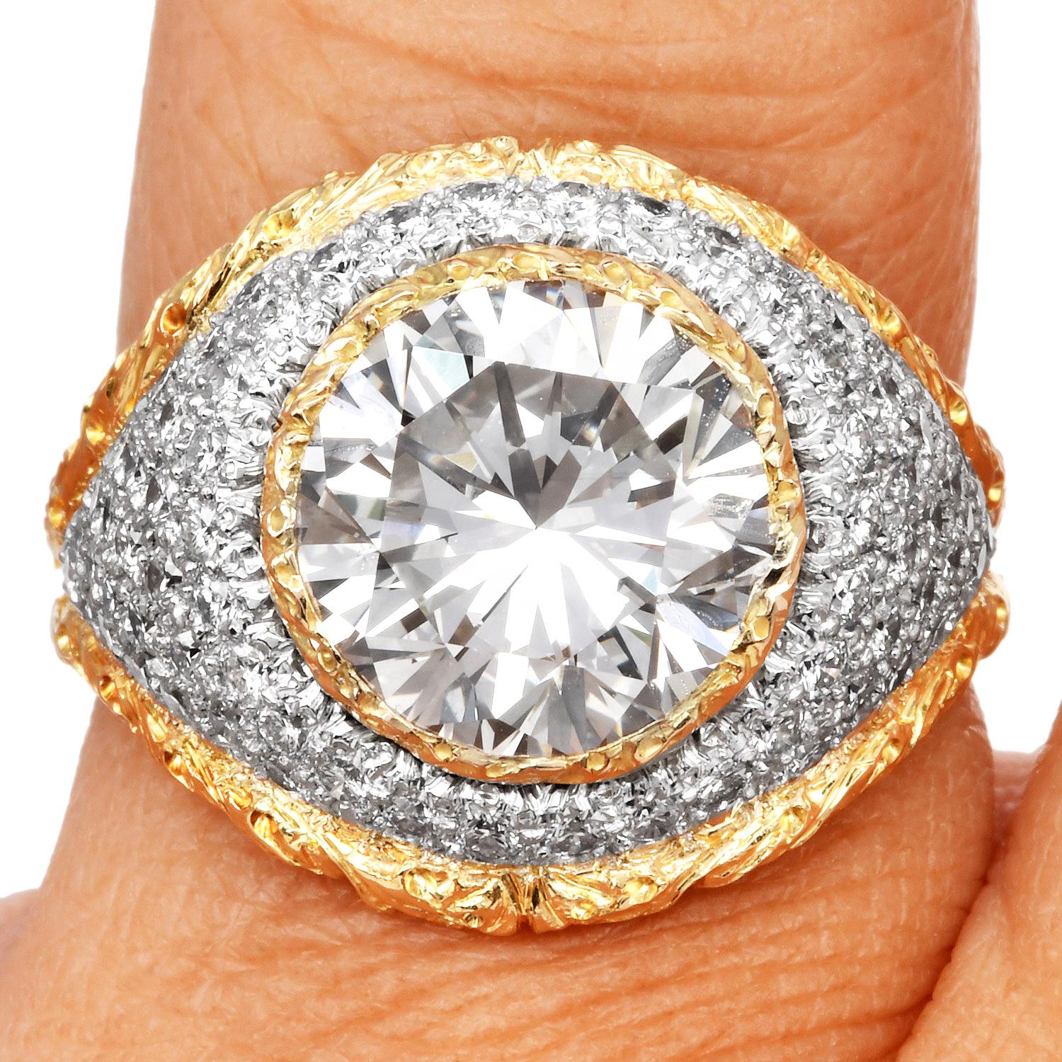 Anello di fidanzamento a cupola in oro 18K con diamante da 6,85 carati di Buccellati in vendita 5