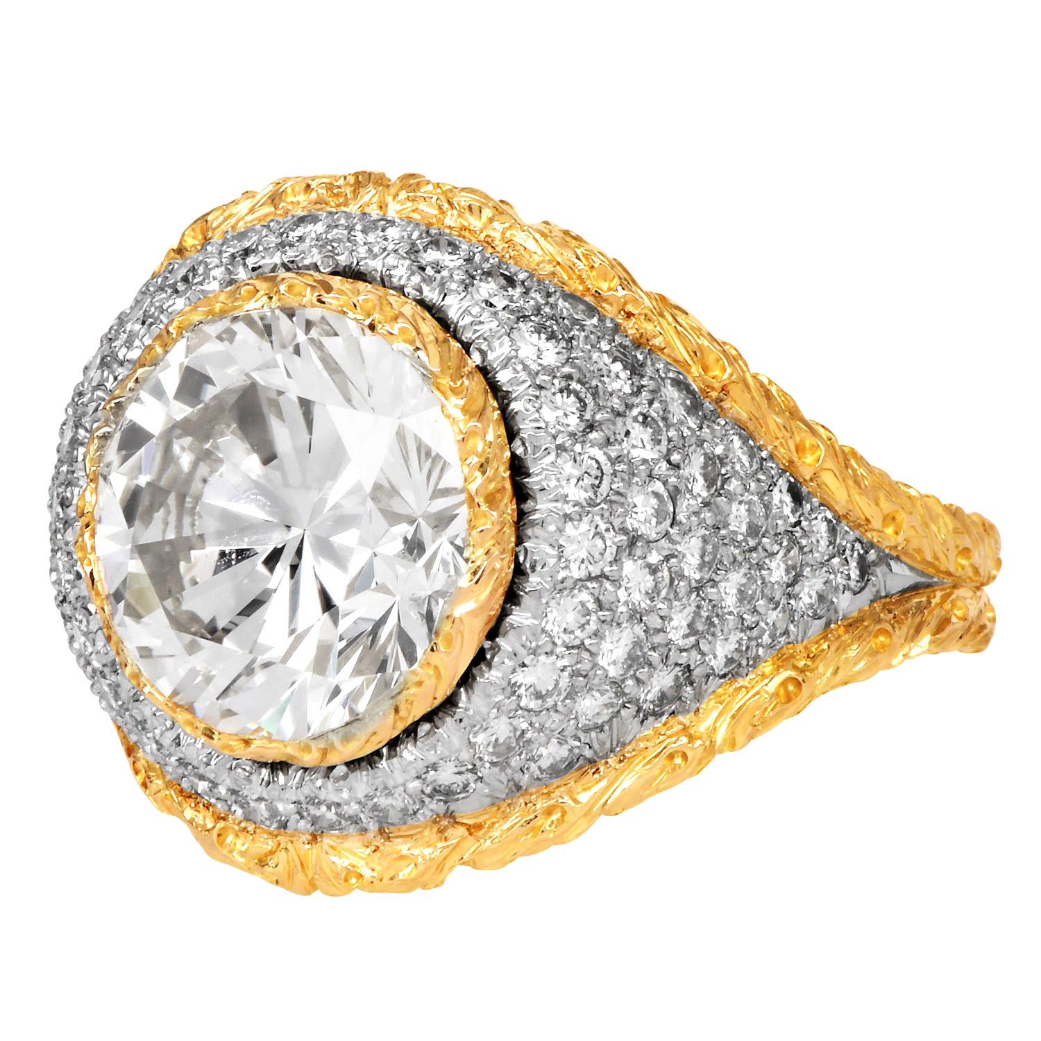 Anello di fidanzamento a cupola in oro 18K con diamante da 6,85 carati di Buccellati In condizioni ottime in vendita a Miami, FL