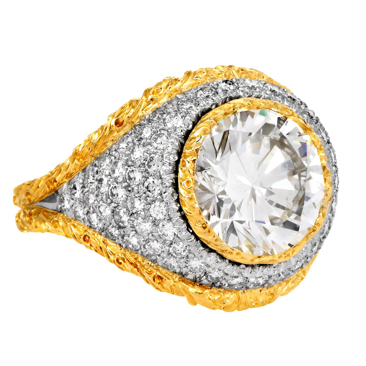 Anello di fidanzamento a cupola in oro 18K con diamante da 6,85 carati di Buccellati in vendita 4