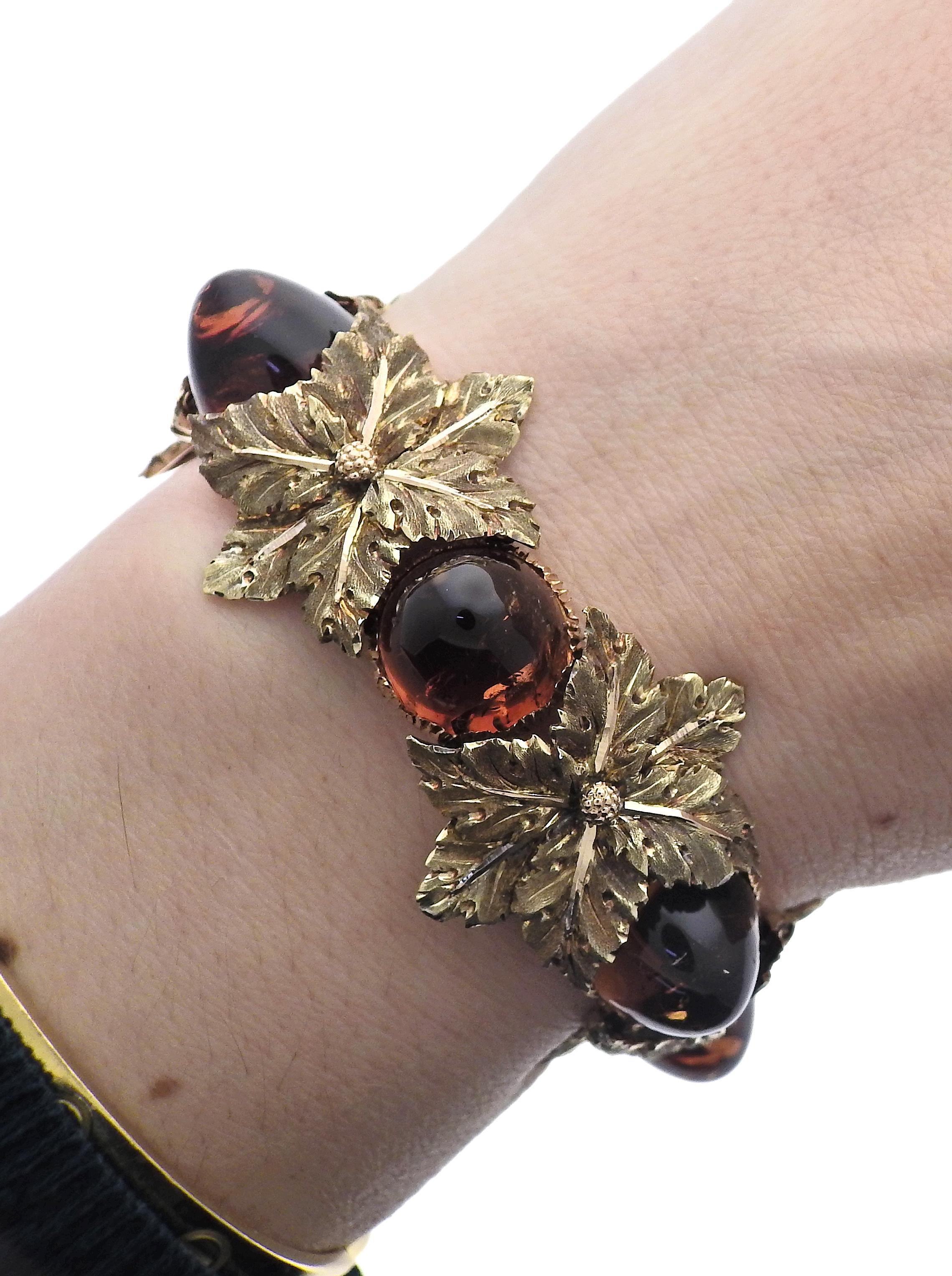 Women's Buccellati Amber Gold Leaf Bracelet For Sale