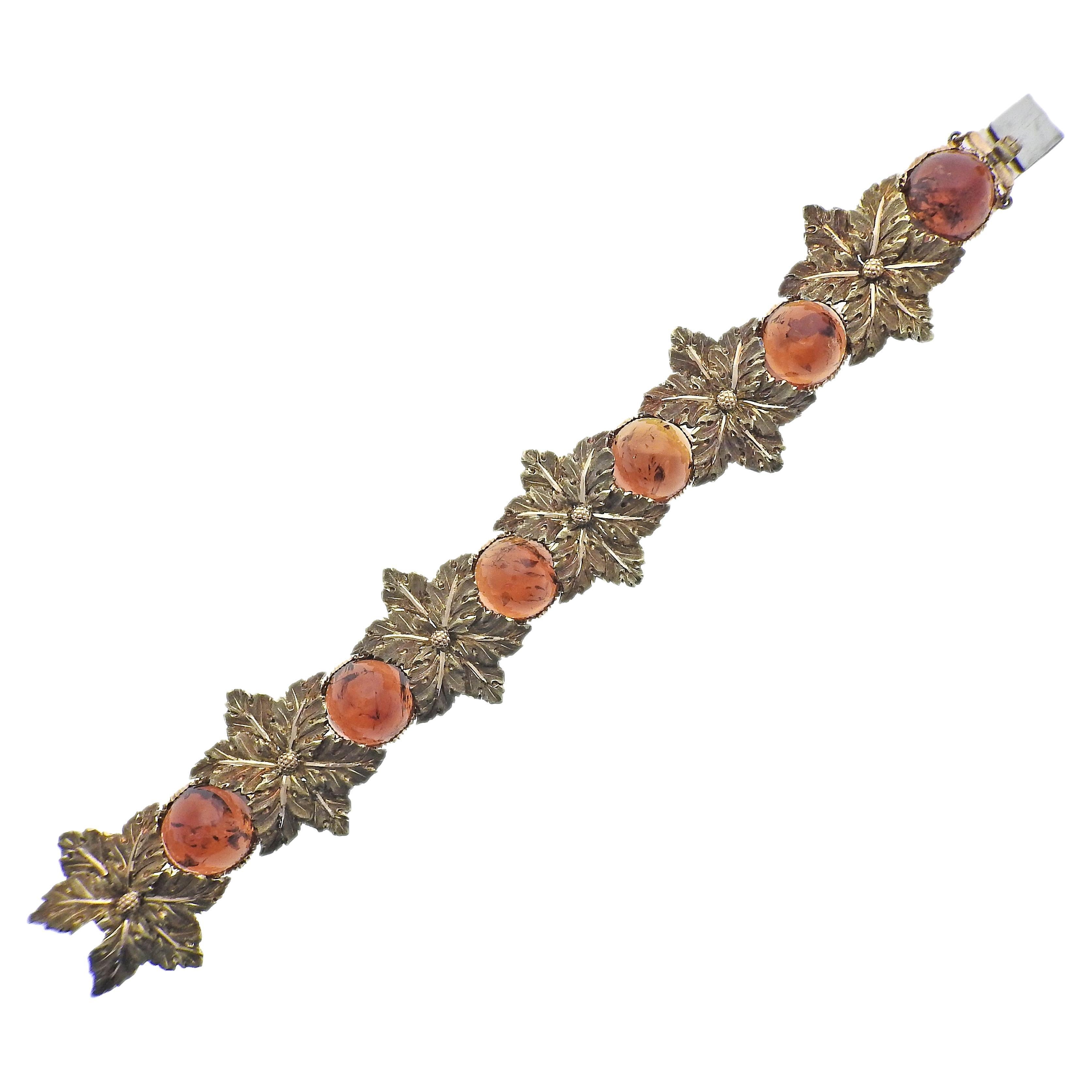 Buccellati Amber Gold Leaf Bracelet For Sale