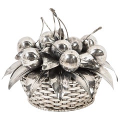 Buccellati, an Italian Sterling Silver Cherry Fruit Basket Bowl and Cover