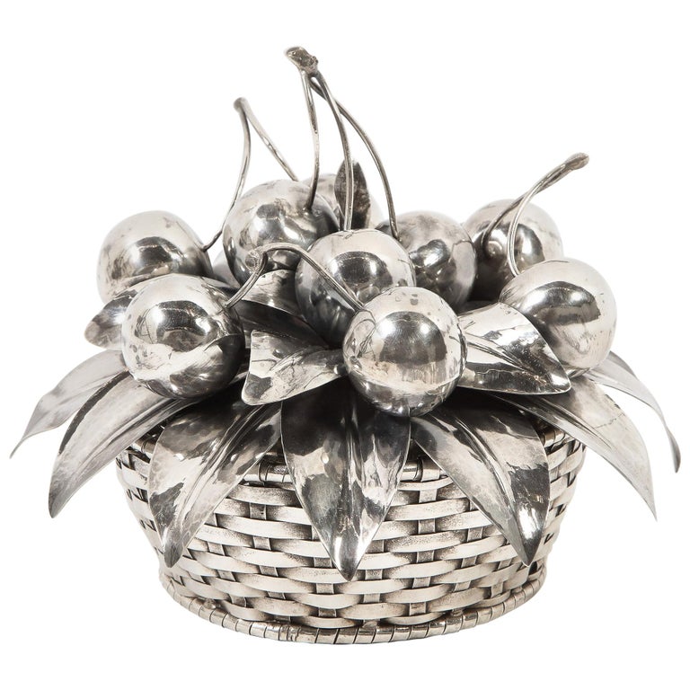 Buccellati, an Italian Sterling Silver Cherry Fruit Basket Bowl and Cover  at 1stDibs