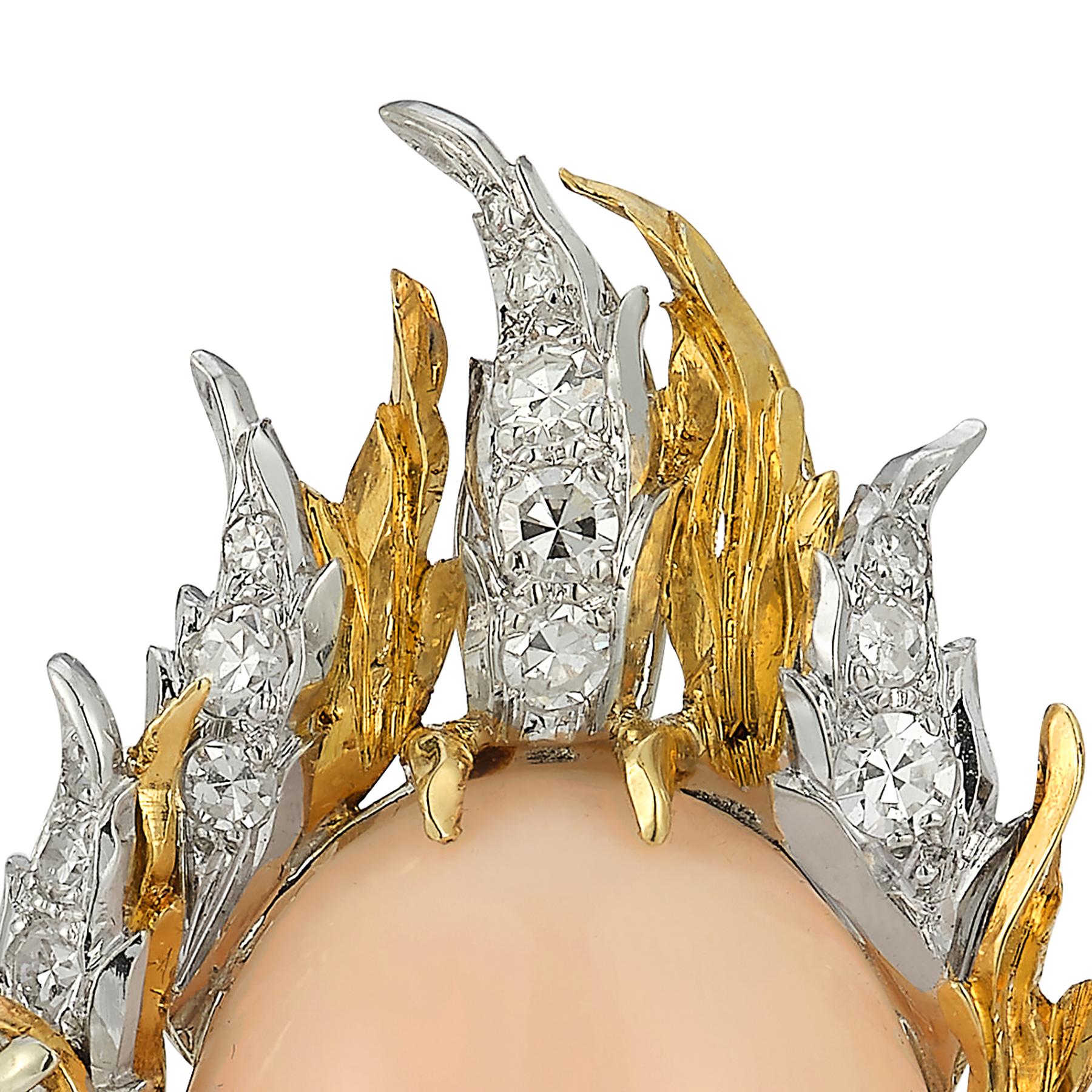Women's Buccellati Angel Skin Coral & Diamond Earrings For Sale