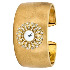 Buccellati Anthochron Gold Watch Bangle Bracelet with Diamonds