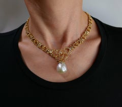 Buccellati Vintage Necklace 18k Gold Baroque Pearl Diamond