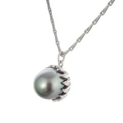 Buccellati Black South Sea Cultured Pearl White Gold Pendant Necklace