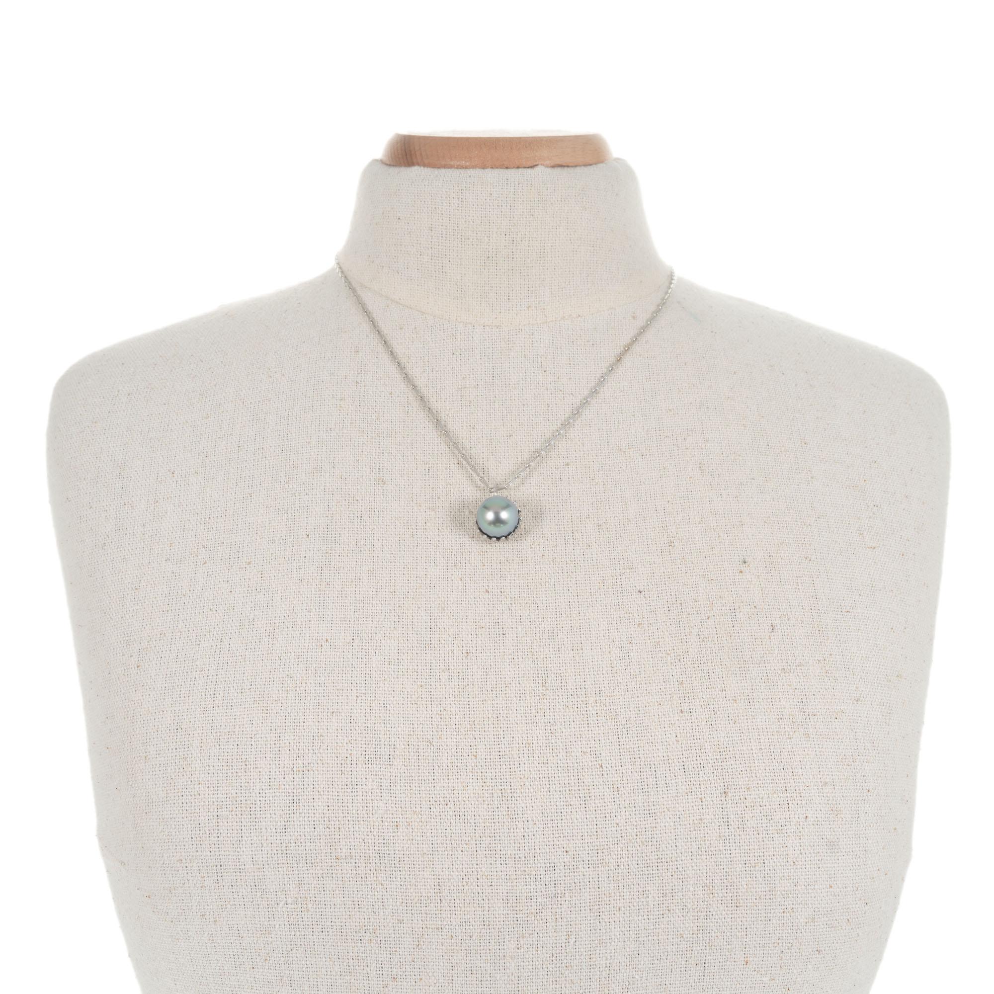 Buccellati Black South Sea Cultured Pearl White Gold Pendant Necklace For Sale 1